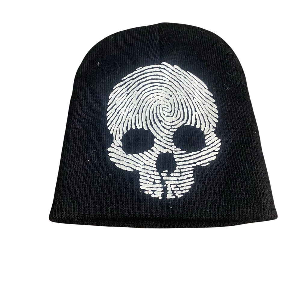 Halloween black skull knit toddler beanie SIZE 0-12M
